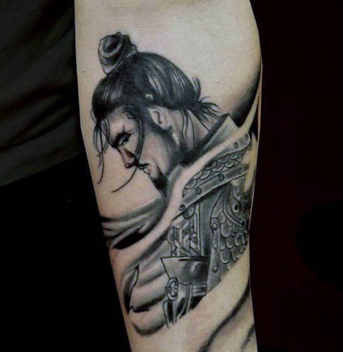 noha, beintattoo, muž s čiernymi vlasmi, japonské tetovanie