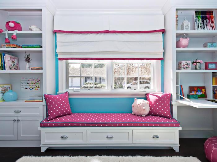 idee fresche di mobili e ispirazioni bianco rosa ciclamino blu finestra storen deco idee scaffali tappeto deco