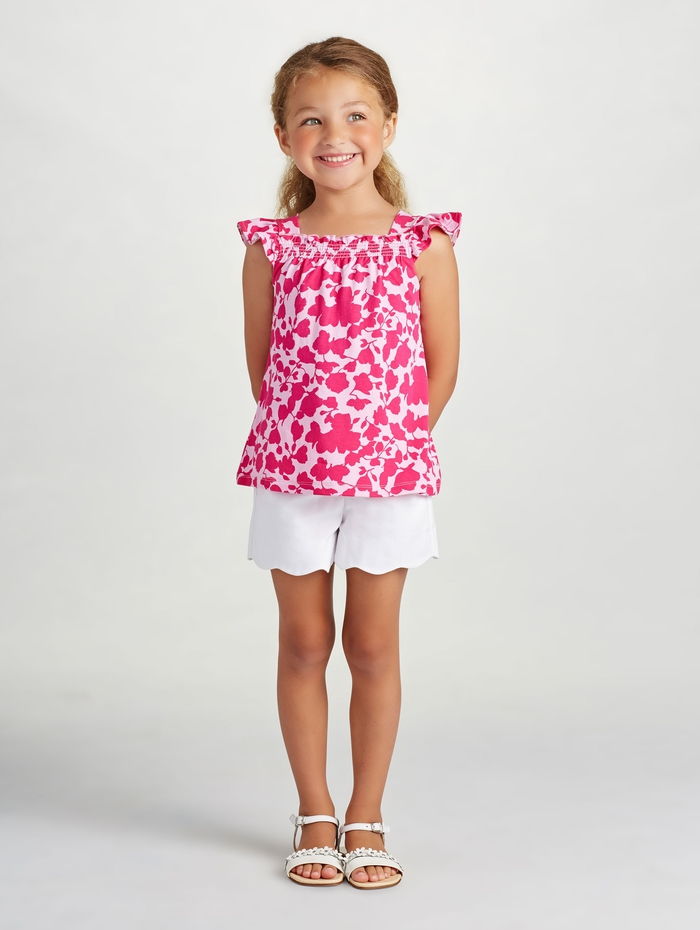 bra barnkläder för sommaren, tjejer kläder-rosa topp och vit kort Kose