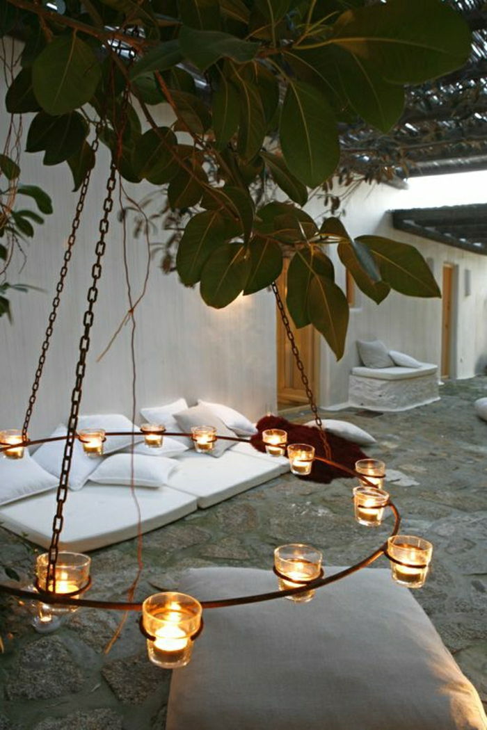Stredomorskom záhradného dizajnu biele Vankúš čajové sviečky