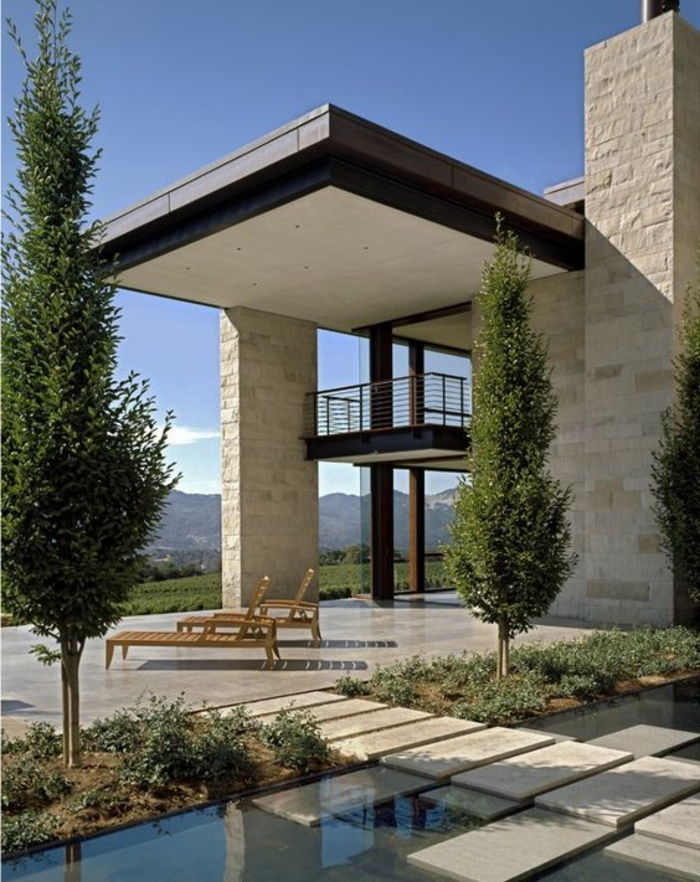 minimalist bahçe ile minimalist ev - peyzaj örnekleri