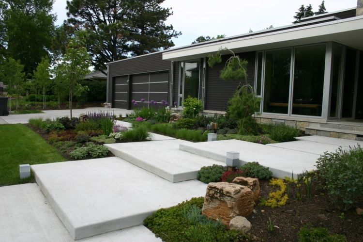 ogród-obszarowe z-prostych-biało-betonbloks niż schodowych-zwykły szlachetny - szczególnie nowoczesnym powściągliwy-unikalny-Faszination