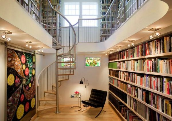 modernt hus - bibliotek