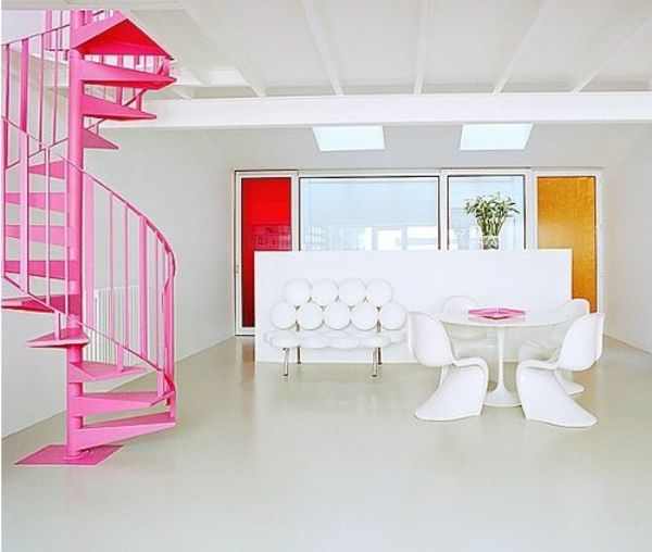 efect de design interior modern design complet-pentru-a-spirală scară în roz-