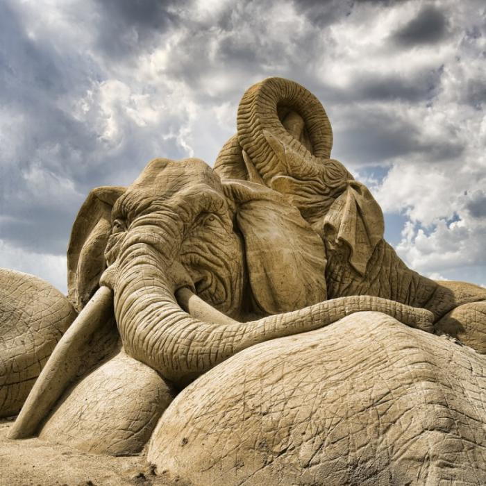 moderne skulptur fra sand Elephant figur