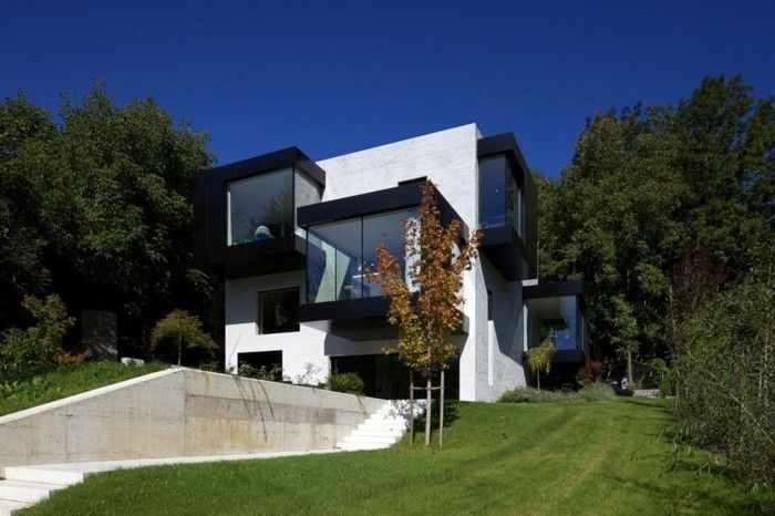 moderna arkitekt hus-attraktiv design-vacker naturlig miljö