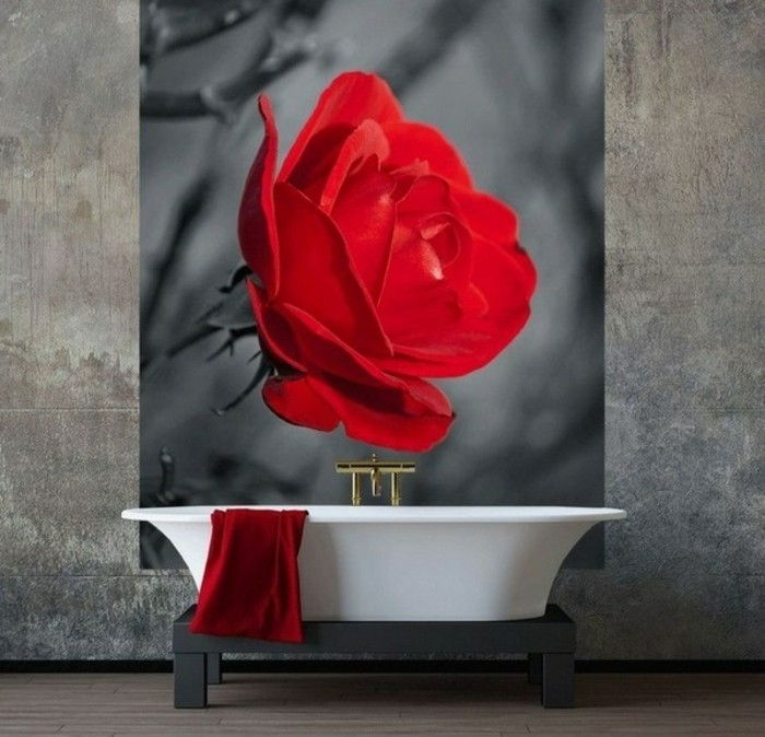 Moderna badrum-röd-rose-intressant-väggkonstruktion