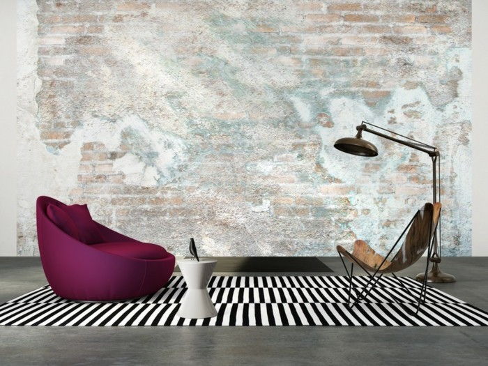 moderné tehlové steny paper in-nádherné-obývačka