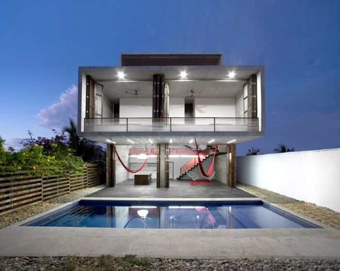 Moderna hem-mycket-nice-arkitektur attraktiv design-pool