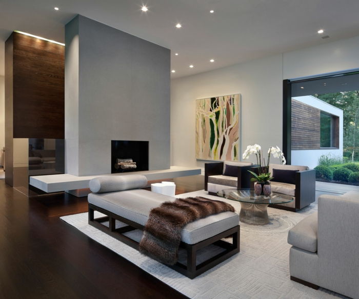 šiuolaikinės interjero baldai ir elegantiškas lubų šviestuvai