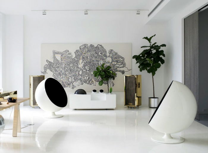 moderný nábytok a vybavenie interiérov a biely dizajn