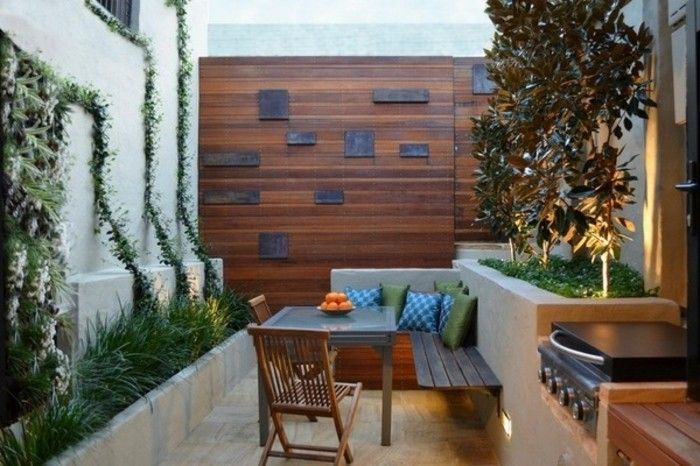 Modern-güzel-bahçe-fikirler vurgu duvara tatlı-mobilya parçaları