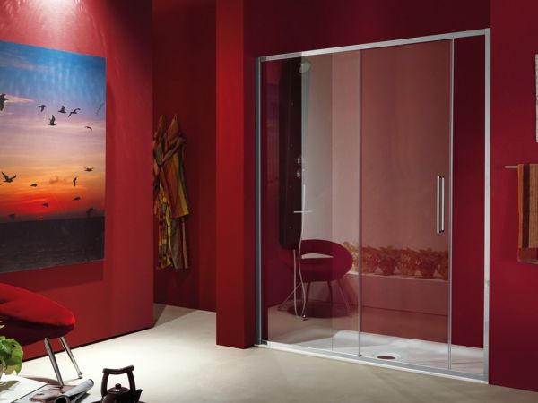 Moderna eleganta-duschkabin i badrummet Red