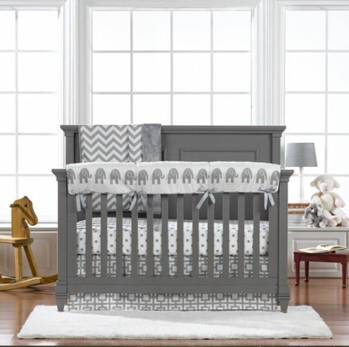 Šiuolaikiniai-ir stilingas veikiantis-Cribs pilka-modelis-in-babyroom