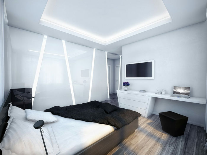 Culoare Modern perete schema-negru-alb-dormitor-camera de culoare