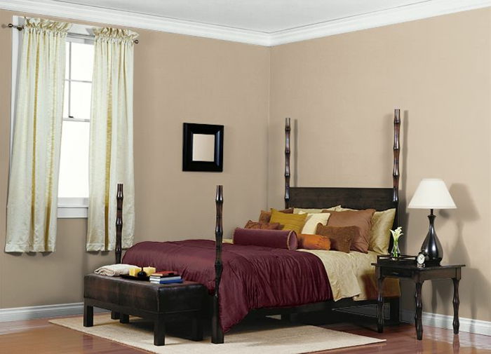 cameră modernă, cu living culoare dormitor-perete de culoare latte macchiato