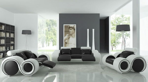 moderná obývacia stena farba-kombinácia-of-dark-šedo-čierno-biele