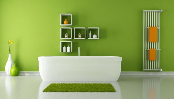 modernt badrum vägg färg-Grüntone-