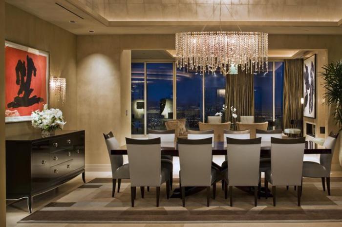 lustre de cristal Sala de jantar Modern Interior interessante Mural preto-dresser-sized
