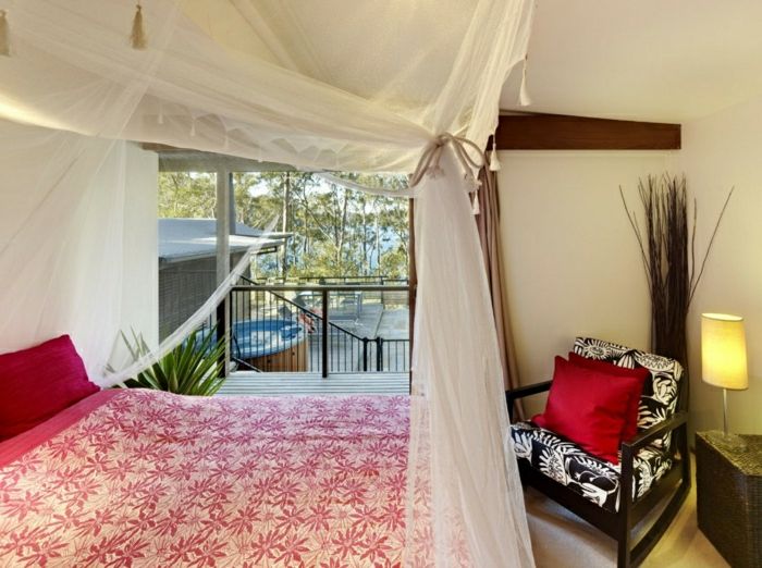 moderne slaapkamer elegant sprei verlaat patroon canopy