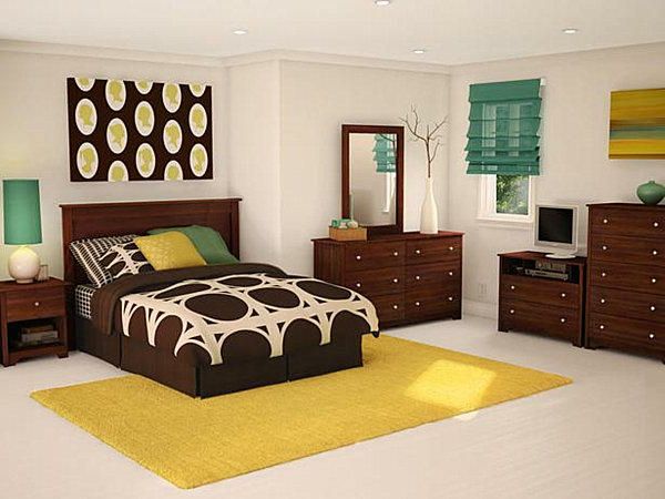 Modern-dormitor-cu-covor-in-galben-idee