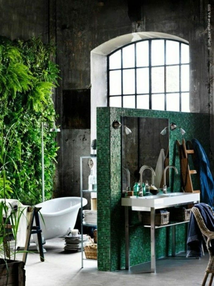 modern-bad-set-creative-design-green-accent väggen