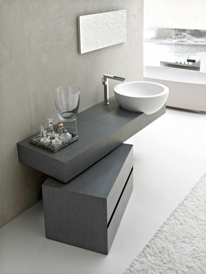 Moderné-bad-minimalistické kúpeľňové vybavenie šedá