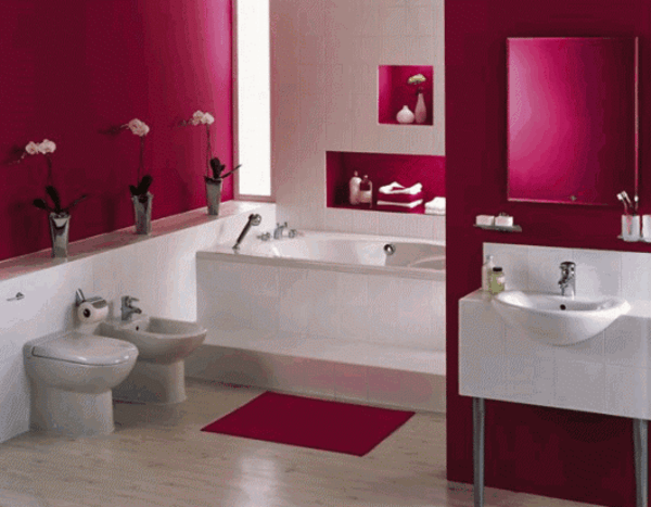 moderne badkamer cyclamen kleur - badkamer decoratie