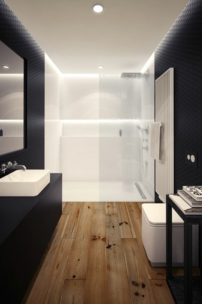 modernej kúpeľne-čierno-bielo-Design-minimalistické kúpeľňové vybavenie
