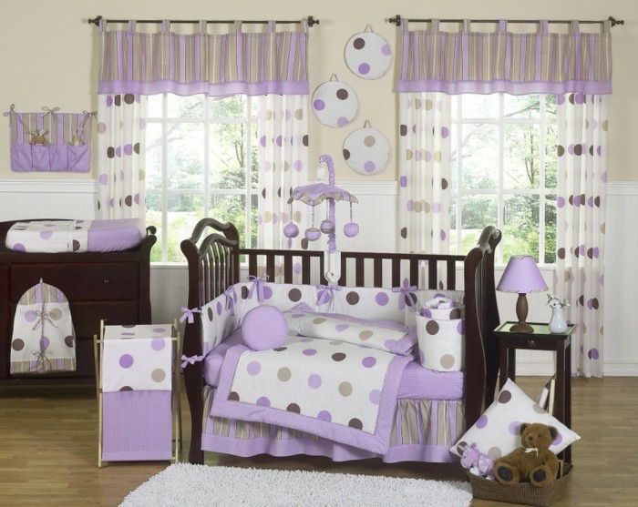 modernus dizainas, kūdikių lovelę-violetinė-patalynė