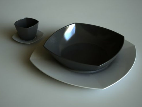 modern çanak-set-siyah-renk-gri arka plan