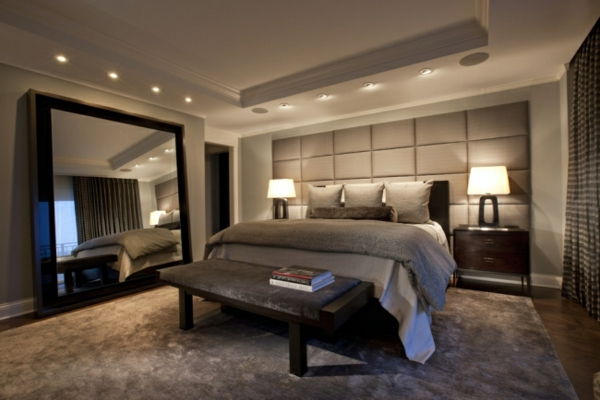 modern yatak odası-taupe-duvar-boya-ayna büyük