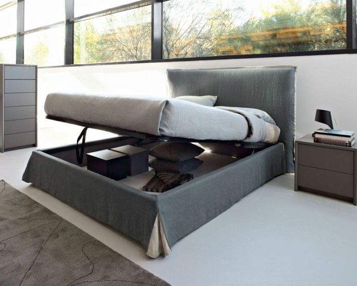 Modern ve çekici yatak odalı-set döşemeli yatak ile yatak kutusu