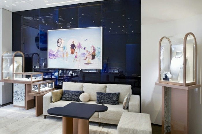 modernus-gyvenamasis-benzinas mėlyna ir balta sofa-puikus-Picture-on-the-sienos