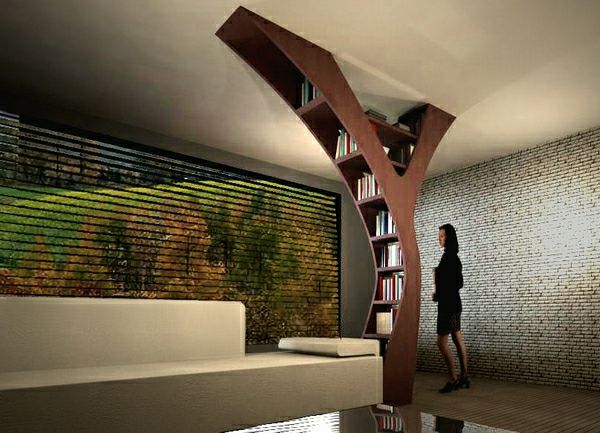 Modern-Yule-tree-kitaplık-tasarım