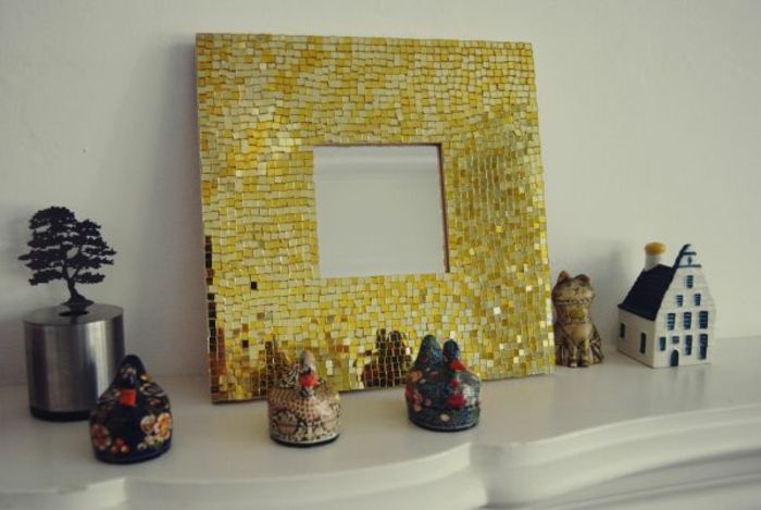 mosaikk speil-gul-ramme