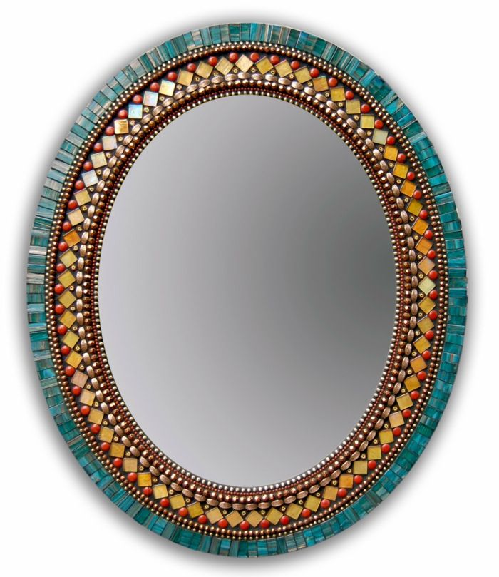 mosaikk speil-oval form