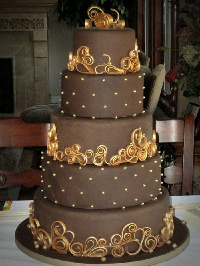 motív koláče-yourself-make-hnedo-and-gold-čokoládová torta-Gateau-yourself-make