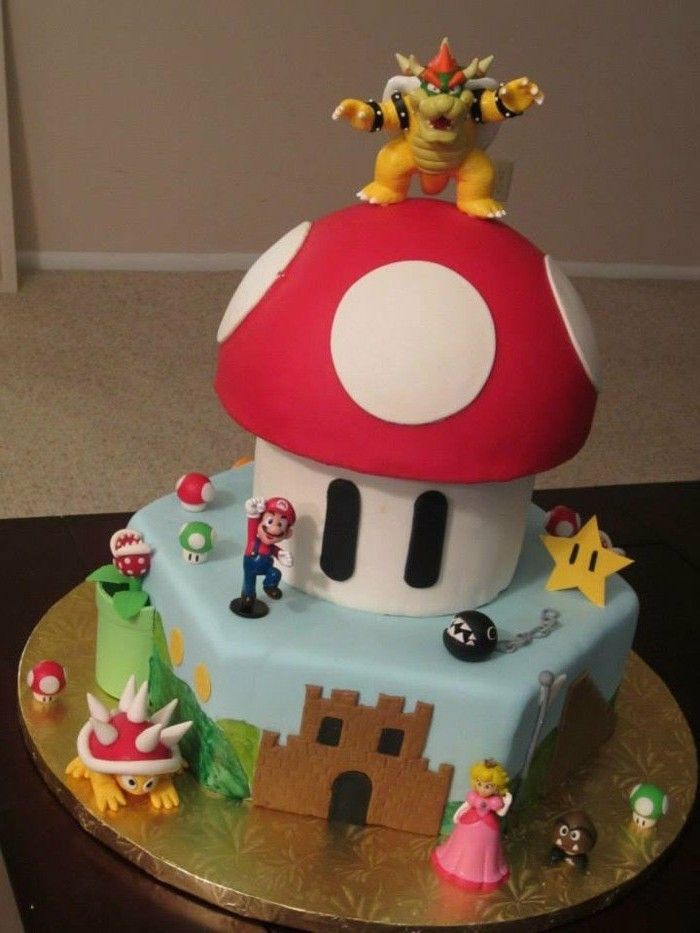 motyvas pyragai-sau-kad Super Mario vaikų gimtadienio tortas-sau-priėmimo juokinga