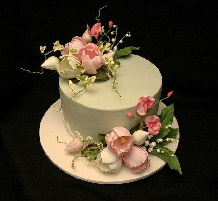 motív koláče-yourself-robiť tortu-yourself-make-kvety, svadobná torta