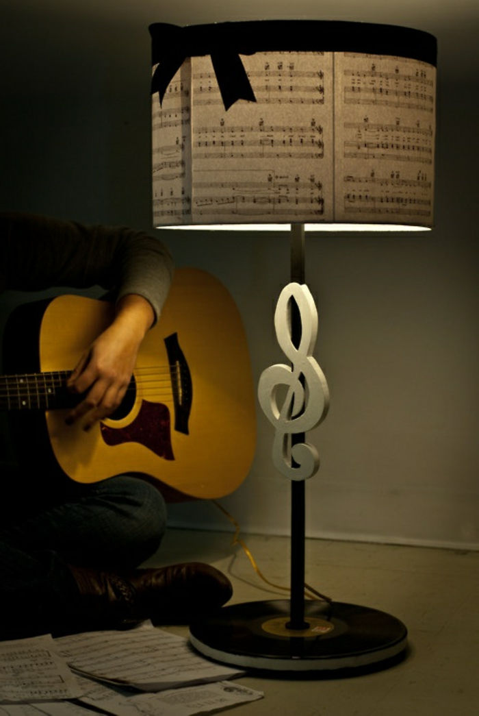 lâmpada-original-projeto cabeceira musical homem da guitarra-playing