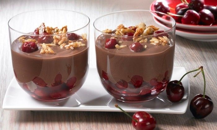 dezert v skle-svetelných dezerty-light-dezert-čokoládové cherry muštu Nuts