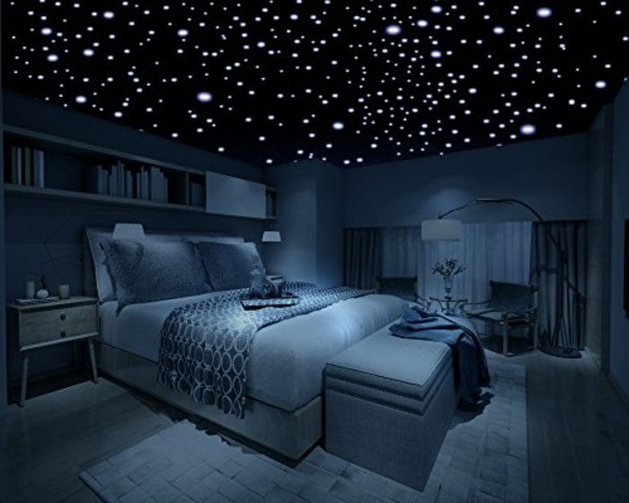 noapte-cu-Sternen-sternhimmelimschlafzimmer albastru deschis-lumina art-miniledlicht