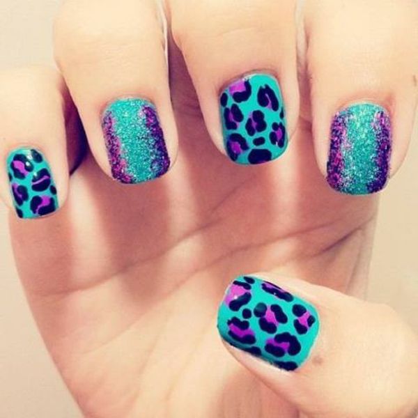 Nail Design-for-vår-blå leopard