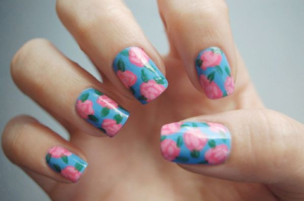 Nail Design-for-vår-rosa og blå