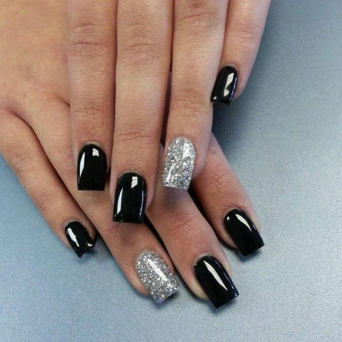 nail design-svart-sølv-glitter-eve-manikyr-merkevaren