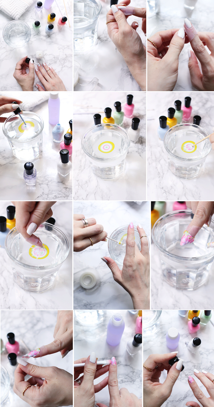 unghii motive pentru a vă face, sticlă cu apă, unghii de design colorate