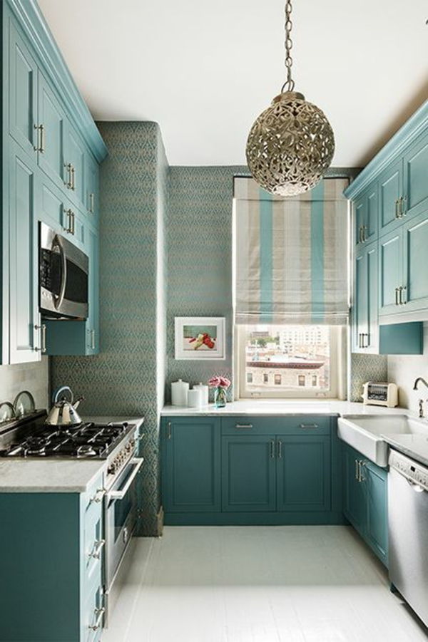 nieuwe keuken-ideeën-blue-versierde