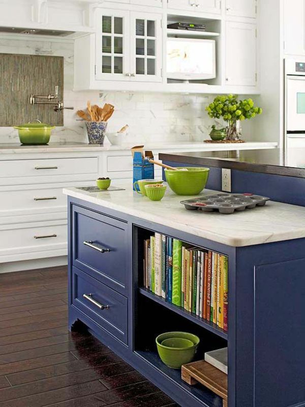 bucătărie nouă-idei-albastru-model cu elemente albe-