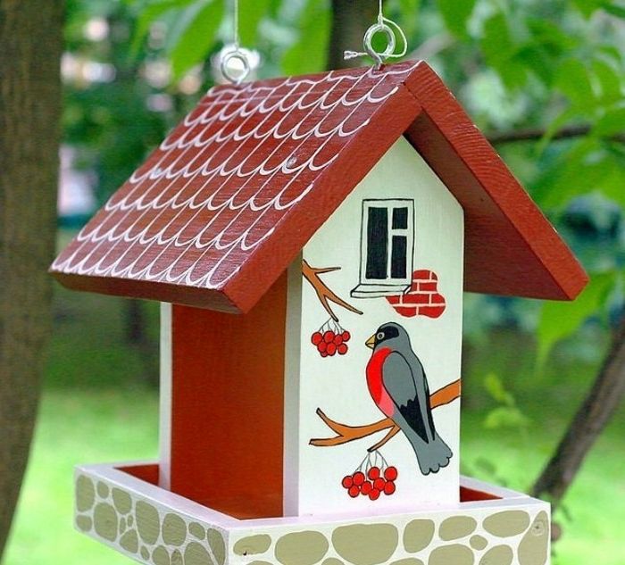Caixa de aninhamento feita de madeira, janelas, telhas e pássaros registrados, grande decoração para o seu jardim